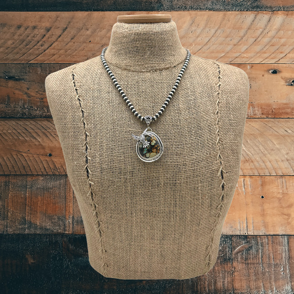 SOM'S BALI Lovely Sterling Silver & Hubei Turquoise Hummingbird Pendant - Picture 3 of 3